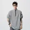 Sudadera fina de estilo americano deconstruida con media cremallera para hombre, talla grande, elegante y genial, chaqueta tipo pullover, marca de tendencia de invierno, ropa de hombre de alta gama