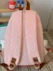 Mochila Pequeña Blanca Leche con Lunares de Durazno y Conejito para Niñas Lindas, Ligera para Vacaciones y Viajes de Estudio