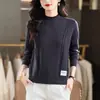 Suéter Feminino Gola Alta Meia Manga Tamanho Plus 2026 Novo Outono Inverno Solto Cor Sólida Camada Interna Malha Camada Base Top