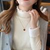 Suéter glutinoso suave para mujer Otoño e Invierno Nuevo 2023 Engrosado Cuello alto medio Tejido de una sola pieza Parte inferior de terciopelo Top cálido con forro de polar