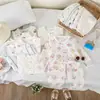 Pijamas para Niñas, Ropa Casual Fresca de Verano para Niños, Conjuntos Lindos de Cardigan con Dibujos Animados, Ropa Holgada con Aire Acondicionado para Niños