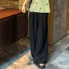 Novo Conjunto de Moda Estilo Chinês para Mulheres, Novo Conjunto de Duas Peças Tendência de Verão com Top Estampado Sem Mangas de Gola Redonda e Calça de Pernas Largas