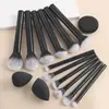 Set de 12 Brochas de Maquillaje Profesionales, Kit Completo Incluyendo Brocha para Polvo Suelto, Brocha para Corrector, Brocha para Sombra de Ojos, Set de Tubo Largo