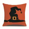 Funda de almohada de lino para Halloween, funda de cojín para reposacabezas impresa