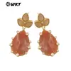 WT-E756 Pendientes Clásicos Exquisitos para MujEreS Piedra Preciosa Multicolor Natural Opcional Forma de Gota Circonita Incrustada Joyería