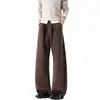 2026 Inverno Novo Calça Casual Masculina Algodão Hua 320g Simples Solta Tamanho Grande Calça de Perna Banana Calça Longa Masculina