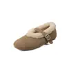 Zapatos Mary Jane de ante de vaca con lana para mujer, zapatos planos de mujer, nuevos para otoño e invierno, cuero genuino, pelo cálido, boca poco profunda, zapatos de vestir para mujer 40