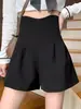 Shorts de Traje Negros para Mujer Verano Pequeños de Cintura Alta A- Mostrado Casual de Pierna Ancha Pantalones 2024 Nuevo Pantalones de Exterior