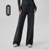 Pantalones deportivos para mujer de otoño e invierno con forro polar, diseño holgado de pierna recta, cintura con cordón, gruesos y cálidos, perfectos para usar en capas, pantalones largos casuales