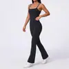 Mono de yoga de una pieza estilo europeo y americano, ajustado, con bloques de color, con doble tirante y pantalón largo ligeramente acampanado, mono deportivo de Pilates y fitness para mujer