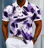 Camiseta Polo de Hombre de Manga Corta con Estampado Digital Geométrico Casual de Venta Cruzada Más Vendida en Amazon Polo Corto para Hombre