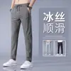 Calça Casual de Seda Gelada Estilo Coreano 2023 Masculina de Verão Fina Tendência Solta Reta Respirável Calça Esportiva para Trabalho e Trabalho