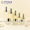 Set de Botellas Pequeñas Negras de Vidrio Cosmético, Botella Dispensadora de Loción Esencia en Spray de 100ml Tipo Presión, Botella Dispensadora de Crema para el Cuidado de la Piel
