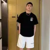 Camiseta Divertida com Grafite Colorido, Gola Redonda, Manga Curta, Estampada, Tendência de Verão, Nova Roupa para Casal, Top Versátil