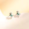 Pendientes de Tuerca con Cuentas de Estrella de Cuatro Puntas Diamante Verde Diseño Exquisito y Sencillo Pendientes de Circonita con Estrella Pendientes de Cuentas Redondas en Espiral