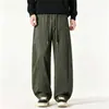 Pantalones anchos estilo americano para hombre 2026, pantalones casuales deportivos de pierna recta, pantalones largos casuales simples anchos con cordón suelto