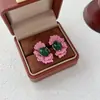 Pendientes de Flor de Begonia Rosa Estilo Clásico para Mujer Franceses Elegantes Dulces Delicados de Alto Valor Versátiles Artísticos Pendientes Pendientes