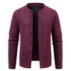 Suéter Cardigan Casual de Punto para Hombre con Cuello Redondo, Ropa Exterior Nueva de Otoño e Invierno Transfronteriza, Versátil para Adultos Mayores, Cálido con Forro de Terciopelo, Ropa de Punto Casual