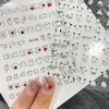 Accesorios para Uñas, Lindas Decoraciones Rojas, Pegatinas para Uñas, Transparentes con Relieve Blanco y Negro, Dibujos Animados, Impermeables y de Larga Duración