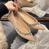 Design Versátil Gola Alta Primavera e Verão Sapatos de Bico Fino que Mostram Pernas Longas e Sapatos Baixos, Novo Estilo da Moda da Celebridade da Internet
