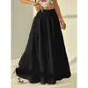 Estilo Explosivo Venda Quente Transfronteiriça Europeia e Americana Roupas Femininas Cor Sólida Elegante Saia Longa Evasê Saia Casual de Férias Feminina