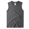 Colete masculino de verão 230g algodão pesado gola redonda solto lazer fitness esportes sem mangas camiseta atacado