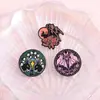 Set de Insignias Creativas de Murciélago, Rosa Rosa y Morado Luna Creciente Murciélago Floral Tres Estilos Pines Personalizados Fábrica al por Mayor