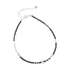 Tobillera de Plata S925 con Fragmentos de Plata Irregulares y Espinela Negra de Estrella de Cinco Puntas para Mujer Diseño Hecho a Mano Joyería Versátil para el Pie F4808