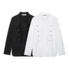 Estilo Europeo y Americano Transfronterizo Z Nueva Moda Elegante Ropa para Mujer al por Mayor Camisa de Popelina Decorada con Hebilla de Cuerda 7019310