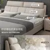 Cama de Casal de Couro Genuíno Moderna de Luxo Leve Cama de Casamento 2m X 2m Cama Grande para Quarto Principal Elegante de Ponta Cama com Armazenamento para Casa