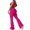 Mono de Yoga de Una Pieza con Pantalón de Campana, Ceñidor de Cintura, Favorecedor de Espalda, Levantamiento de Glúteos, Ajustado, Sin Mangas, Secado Rápido, Jumpsuit Deportivo de Fitness para Mujer
