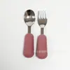 Popular Set de Tenedor y Cuchara Antideslizante de Acero Inoxidable de Grado Alimenticio para Alimentación de Bebés y Entrenamiento de Comida Complementaria para Niños de Amazon