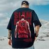 Camiseta Hip-Hop Urso Solta Manga Curta 2026 Tendência Europeia e Americana Tamanho Grande Masculino Estilo Hong Kong Tamanho Grande Gola Redonda Manga Meia