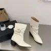 Botas Western Cowboy Retrô Cano Médio 2026 Outono/Inverno Novas Bico Fino Salto Bloco franzidas para Mulheres