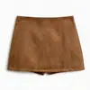 Nuevos Pantalones Falda de Ante de Cintura Baja para Mujer Verano 2026, Color de Moda, Adelgazantes y Rejuvenecedores, Estilo Ins de Línea A, Pantalones Falda Cortos