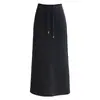 Falda Midi de Punto Modal Xingemodale Otoño Cintura Alta Cordón Falda Línea A Cubre Cadera Adelgazante Longitud Media Falda Casual