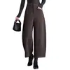 Pantalones de pierna ancha de lana con corte curvo estilo capullo de moda de este año, pantalones casuales para mujer, nuevos estilos otoño/invierno, populares para figura de pera, que rejuvenecen