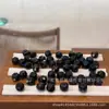 Ágata Negra Inlaid Turquesa Contas Assimétricas em Barril DIY Acessórios Culturais Pulseira Pulseira Contas Espaçadoras Corda Trançada Pingente Acessórios Criativos