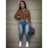2026 Moda Femenina Europea y Americana Transfronteriza Primavera y Otoño Chaqueta de Color Sólido Chaqueta de Béisbol de Un Botón Chaqueta Deportiva