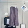 Pantalones casuales rectos de cintura elástica estilo workwear, pantalones largos holgados con bolsillos grandes, ropa para mujer 13105