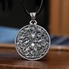 Collar de joyería para hombre de personalidad retro y a la moda, colgante de la marca Kowloon, plata esterlina 999, para hombre, redondo, sólido, de doble cara