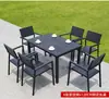 Mesas y Sillas de Plástico y Madera para Exteriores, Mesa de Comedor de Madera Anticorrosión para Patio, Juego de Mesa y Sillas para Balcón al Aire Libre de Jardín, Cafetería