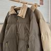 Estilo Americano Retro Design Simples Gola Curta Marca de Moda Casaco Pão Casaco Espesso de Algodão para Homens e Mulheres Casal