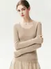 Estilo simples e elegante~Suéter de tricô 100% cashmere puro Cony para mulheres, gola U, corte justo e valorizador. Perfeito como camada interna