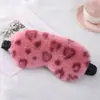 Antifaz de Felpa Estampado de Leopardo Corazón Pelo de Conejito Uso en Casa Bloqueo de Luz Protección Ocular Lindo Dibujo Animado Antifaz para Dormir Multicolor