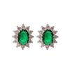 Brincos de zircão embutidos de cobre de venda quente transfronteiriça Europeu e Americano Royal Noble elegante esmeralda vermelha oval brincos de girassol