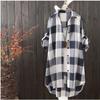 Roupa de proteção solar de comprimento médio para mulheres 2023 Verão plus size feminina camisa xadrez solta para mulheres casual