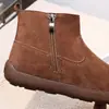 2025 Inverno Marca Dois Algodões Pelúcia Curta Sapatos Infantis Estilo Coreano Botas de Couro para Meninas Botas Curtas Infantis Botas Martin de Cano Médio 5065