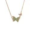 Moda Coreana y Japonesa Collar Sencillo de Mariposa con Diamantes Sintéticos Imitación Jade Exquisito Lujo Ligero Dulce Versátil Cadena para Clavícula para Mujeres