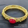 Pulsera de Calcedonia Verde Hielo Grande Cabujón de Alta Calidad Incrustada con Piedras Preciosas de Calcedonia Roja y Amarilla, Brazalete Abierto para Mujer, Regalo, Venta al por Mayor para Transmisión en Vivo